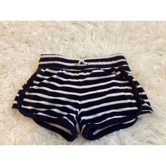 Gap girls Terry Shorts Girls Size 6-7 navy blue white Stripe Drawstring beach na - Picture 1 of 5